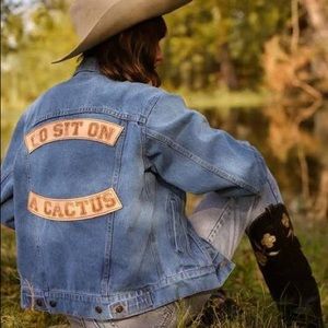 UNDERSTATED Denim Jacket with Leather Patch